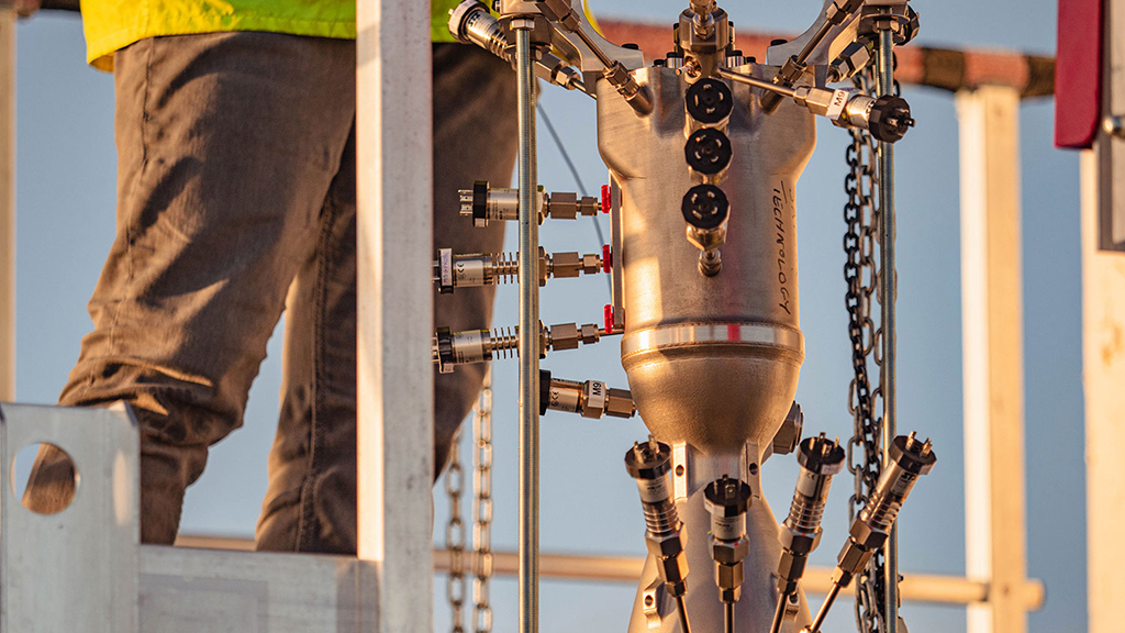 A Navier test engine on the test stand